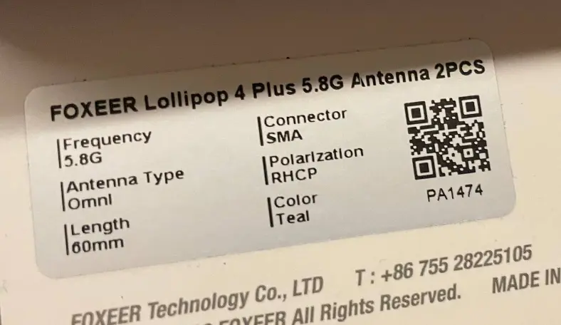 FOXEER Lollipop 4 Plus 5.8G RHCP SMA 60 mm (2 шт.), фото 3