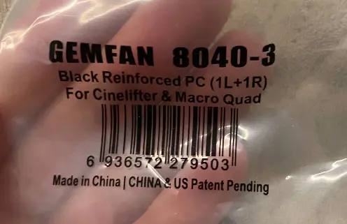 GEMFAN 8040-3 Black Reinforced PC (1L+1R), фото 4